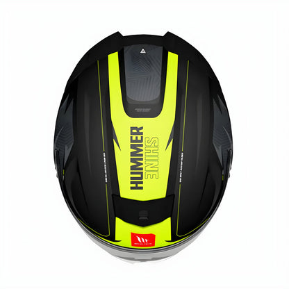 Hummer Shine B3 - Motorcycle Riding Helmet (Gloss Black/Fluor Yellow)