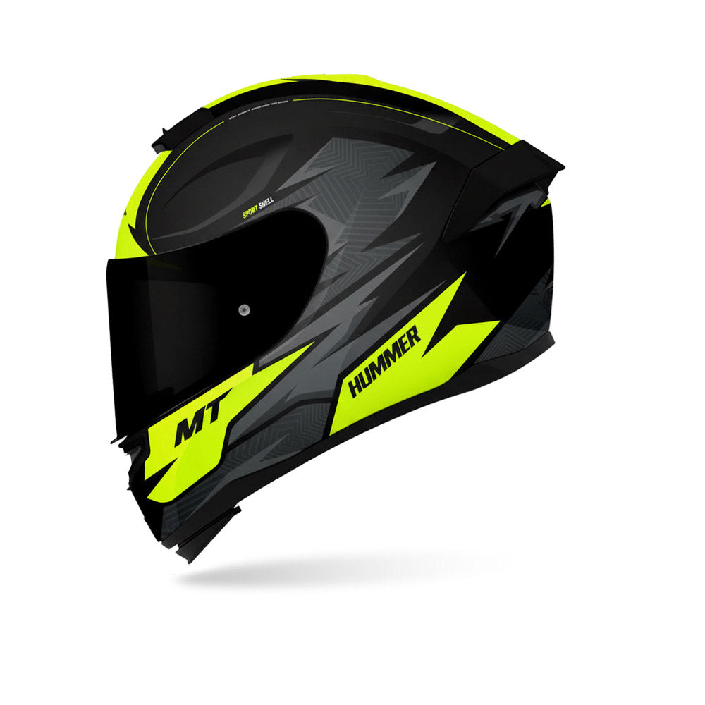 Hummer Shine B3 - Motorcycle Riding Helmet (Gloss Black/Fluor Yellow)