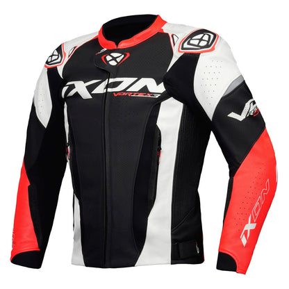 Vortex 3 - Leather Racing Jacket (Black/White/Red)