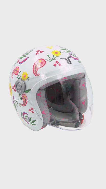 Flora - Motorcycle Riding Helmet for Women (Pearl White)