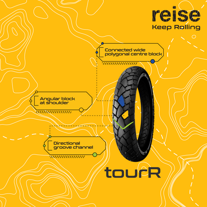 Tube-type rear tyre tread diagram with connected wide polygon center block